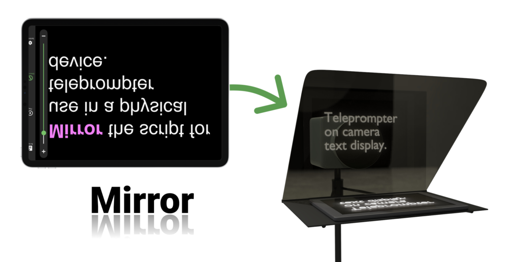 Spiegeltext in App zur Verwendung in Beam Splitter Teleprompter